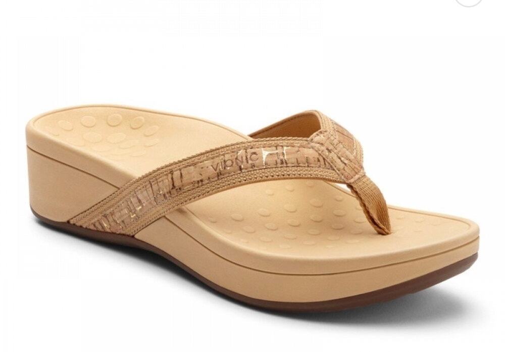 Vionic Pacific High Tide Toepost Sandal 8 Gold Cork